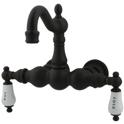 Elements of Design Hot Springs Double Handle Deck Mount Clawfoot Tub Faucet Trim Porcelain Lever Handle