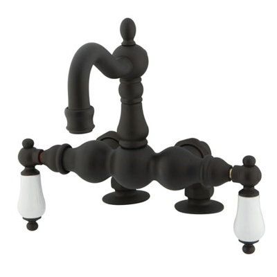 Elements of Design Hot Springs Double Handle Deck Mount Clawfoot Tub Faucet Trim Porcelain Lever Handle