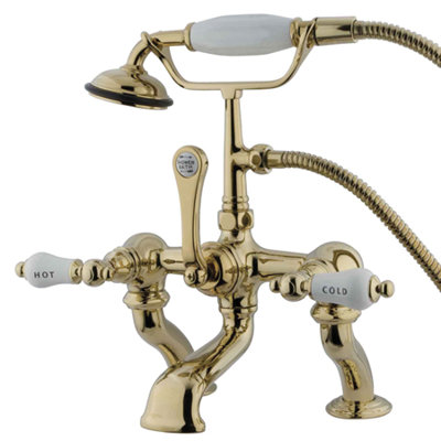 Elements of Design Hot Springs Deck Mount Clawfoot Tub Faucet with Handshower