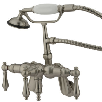 Elements of Design Hot Springs Three Handle Wall Mount Clawfoot Tub Faucet with Hand Shower