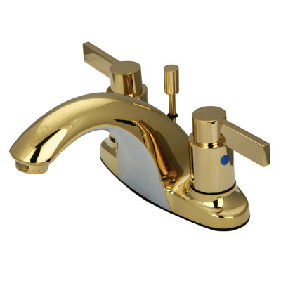 Elements of Design NuvoFusion Double Handle High Rise C Spout Bathroom Faucet with Brass Pop-Up