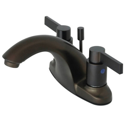 Elements of Design NuvoFusion Double Handle High Rise C Spout Bathroom Faucet with Brass Pop-Up