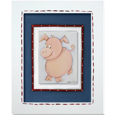 Doodlefish Western Pig Framed Giclee Wall Art