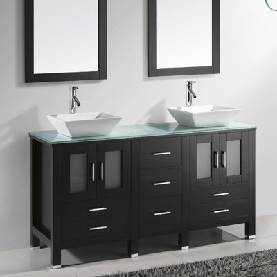 Virtu Bradford 60quot; Double Bathroom Vanity Set with Mirror amp; Reviews 