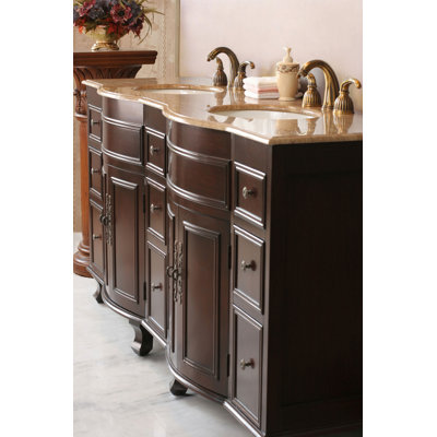 Virtu Cathy Double 72" Bathroom Vanity in Antique Cherry