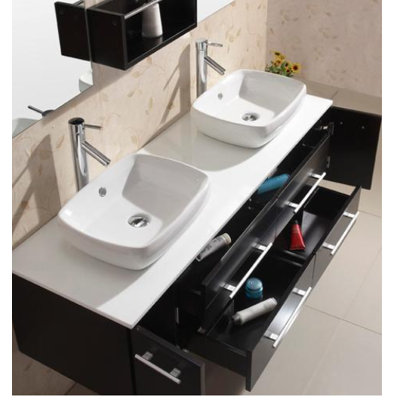 Virtu Augustine Double 58.7" Bathroom Vanity Set in Espresso/Black