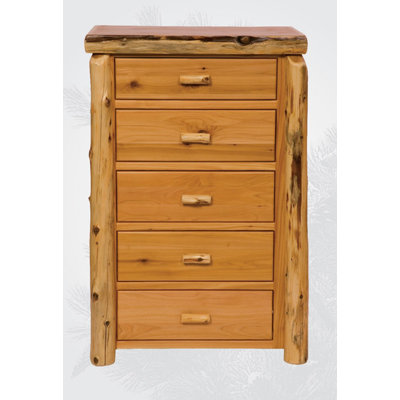 Traditional Cedar Log 5 Drawer Chest by Fireside Lodge -image