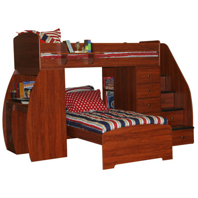 Berg Furniture Sierra Twin Space Saver L-Shaped Bunk Bed with Desk and Stairs