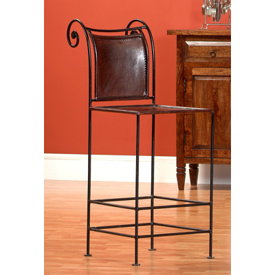 William Sheppee 30" Pub Leather and Iron Barstool