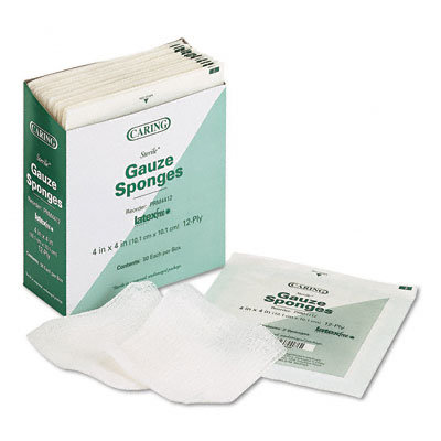 Medline Caring Woven Gauze Sponges, 4 x 4, Sterile, 12-ply, 25 sponges/box