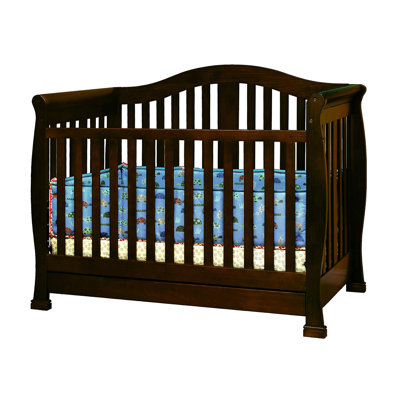 AFG Furniture Athena Spring Convertible Crib with Toddler Rail and Grace Changing Table in Espresso