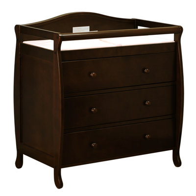 AFG Furniture Athena Spring Convertible Crib with Toddler Rail and Grace Changing Table in Espresso