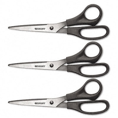 Acme United Corporation Three Pack Value Pack Scissors, 8in, Black                                                                                   