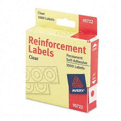 Avery Consumer Products Self-Adhesive Polyvinyl Standard Diameter Hole Reinforcements, Clear, 1,000/pack                                             
