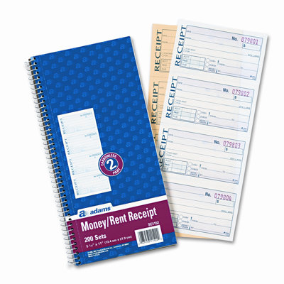 Cardinal Brands, Inc Rent Receipt, 2-3/4 x 5-1/4, Carbonless Duplicate, 200 Sets/Book                                                             
