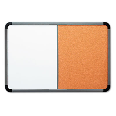 Iceberg Enterprises Combo Dry Erase/Cork Board, 66 x 42, White/Cork, Charcoal Frame                                                              