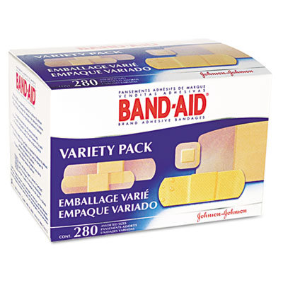 Johnson & Johnson Sheer/Wet Adhesive Bandages, Assorted Sizes, 280 per Box                                                                     