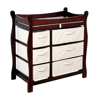 Badger Basket Sleigh Style Baby Changing Table with 6 Baskets