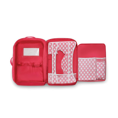 Badger Basket Double Doll Travel Case with Bunk Bed and Bedding in Dark Pink