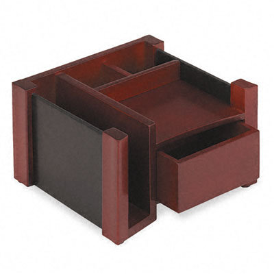 Rolodex Corporation Desk Director, Wood, 7 1/8w x 6 3/4d x 4 1/8h, Black/Mahogany                                                                