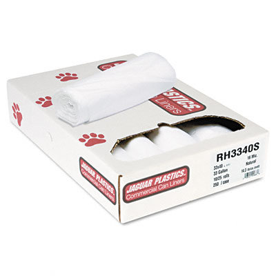 Unisan Super Extra-Heavy Bags, 33 gallon, 16mic, 40 x 33, 25 rolls of 250 bags/carton                                               