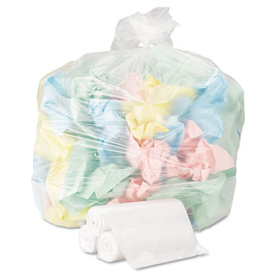 Webster Industries Ultra Plus Can Liners, 30 gal, 10 mic, 30 x 37, Natural,20 rolls/25 bags,500/ctn                                             