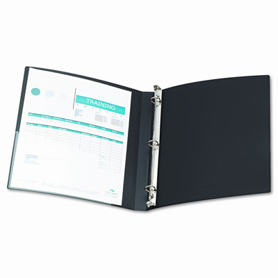 Wilson Jones Print-Won't-Stick Flexible Poly Round Ring View Binder, 5/8in Capacity, Black                                                