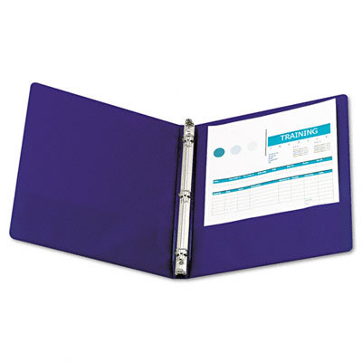 Wilson Jones Basic Vinyl Round Ring Binder, 1/2in Capacity, Dark Blue                                                                     