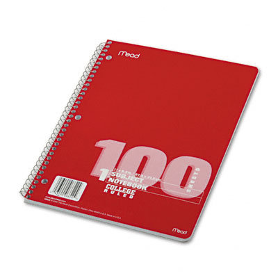 Mead Spiral Bound Notebook, College Rule, 8-1/2 x 11, White