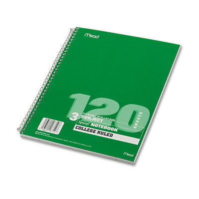 Mead Spiral Bound Notebook, College Rule, 8-1/2 x 11, White, 100
