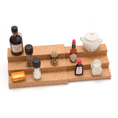 Lipper International Cork Expandable Triple Step Spice Shelf Cork