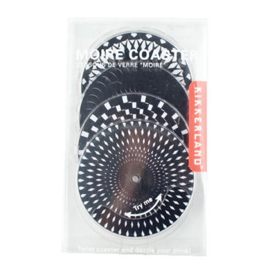 Kikkerland Moire Coaster in Black/White (Set of 4)