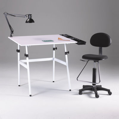 Martin Universal Design Berkeley 4 Piece Melamine Drafting Table Set with Chair