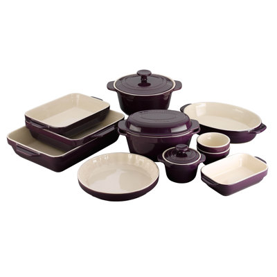 Raymond Blanc by Anolon Mulberry and Cream Stoneware 25cm Square Dish Try Me