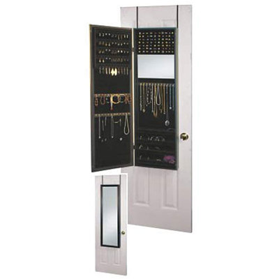 Mirrotek Over the door jewelry Armoire Mirror in Oak