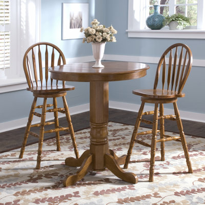 Liberty Furniture Nostalgia Casual Dining Round Pub Table in Medium Oak