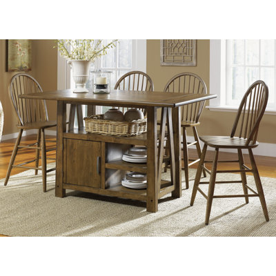Liberty Furniture Farmhouse Casual Dining Centre Island Pub Table in Weathered Oak