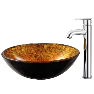 Vigo Autumn Tempered Glass Vessel Sink