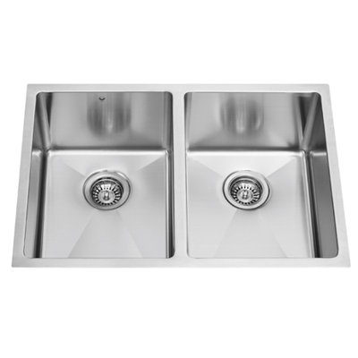 Vigo 29" x 20" Undermount Double Bowl Kitchen Sink with Faucet and Soap Dispenser in Satin