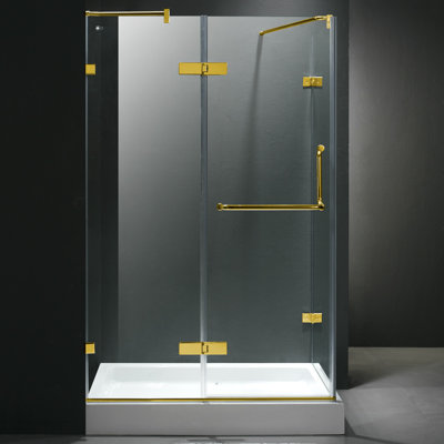 Vigo Frameless Pivot Door Shower Enclosure with Left Drain