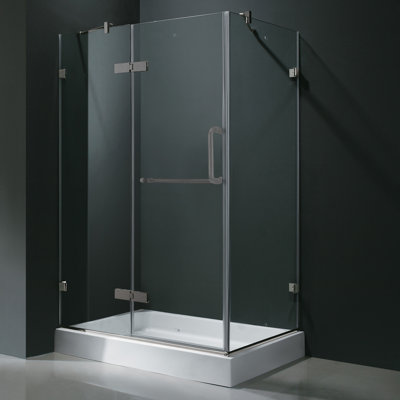 Vigo Frameless Pivot Door Shower Enclosure with Left Drain