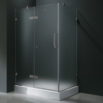 Vigo Frameless Pivot Door Shower Enclosure with Left Drain