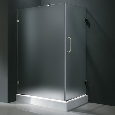 Vigo Frameless Pivot Door Shower Enclosure with Left Drain