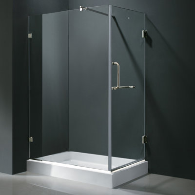 Vigo Frameless Pivot Door Shower Enclosure with Left Drain