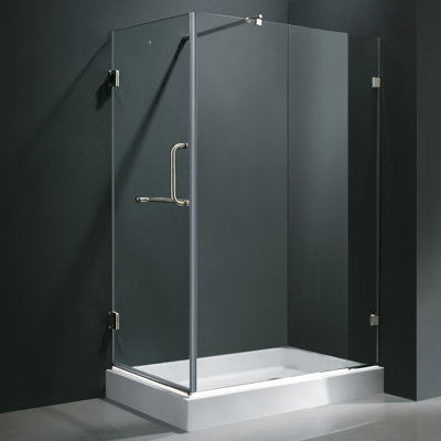 Vigo Frameless Pivot Door Shower Enclosure with Left Drain