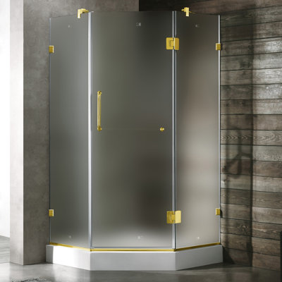 Vigo Neo-Angle Door Frameless Shower Enclosure with Base
