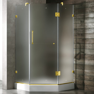 Vigo Neo-Angle Door Frameless Shower Enclosure with Base