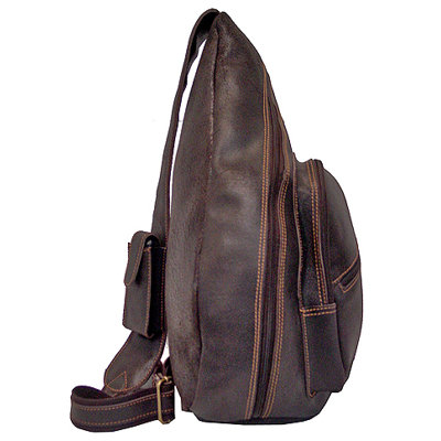 David King Backpack-Style Cross Body Bag in Distressed Leather