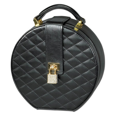 Black Diamond Round Travel Jewelry Box