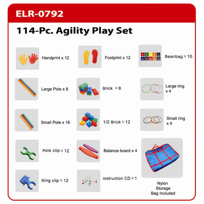 ECR4kids 114 Pieces Agility Play Set